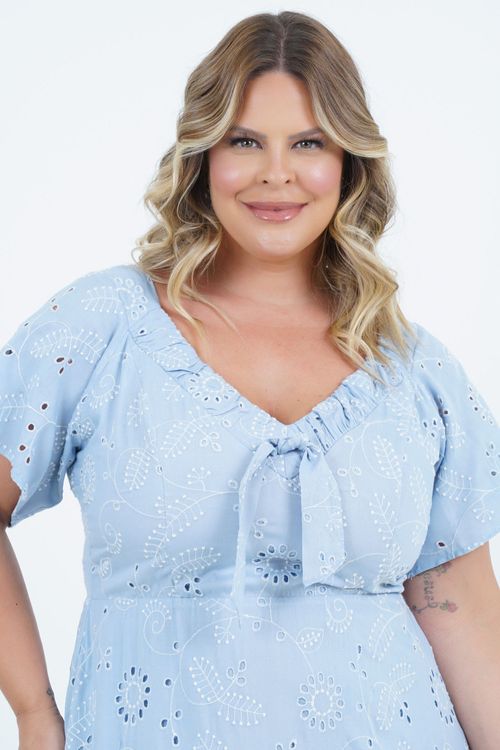 Vestido Plus Size Feminino Midi Laise Calêndula