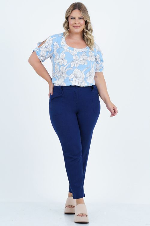 Blusa Plus Size Feminino Manga Curta Floral