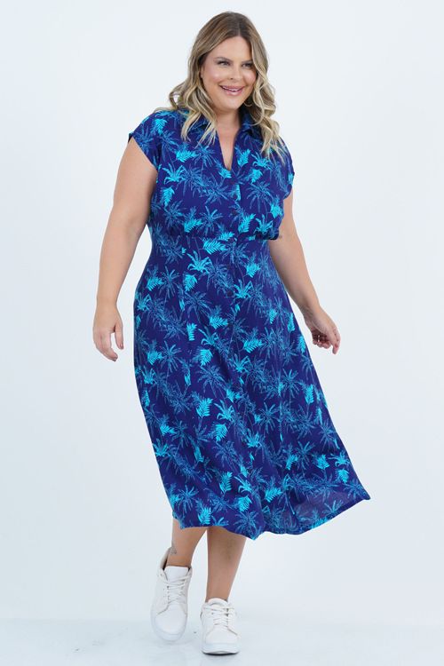 Vestido Plus Size Feminino Midi Color