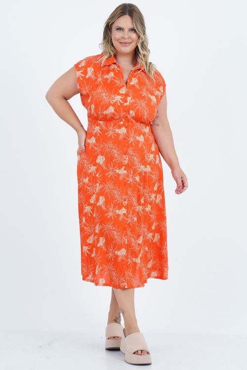 Vestido Plus Size Feminino Midi Color