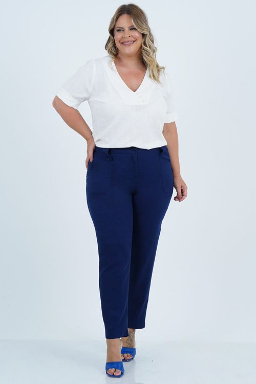 Blusa Plus Size Feminino Linho Manga Curta Fresh