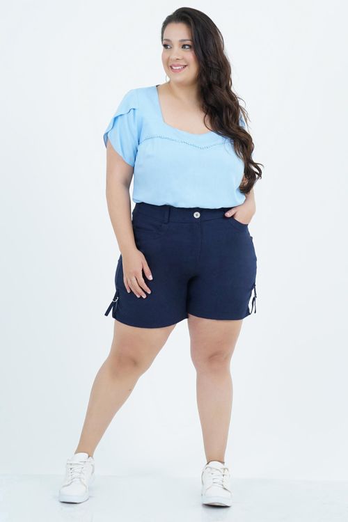 Blusa Plus Size Feminino Manga Curta Folha