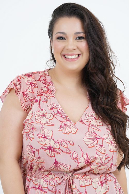 Blusa Plus Size Feminino Manga Curta Buque
