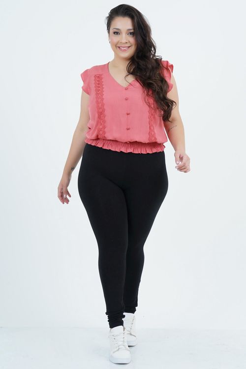 Blusa Plus Size Feminino Manga Curta Cintura