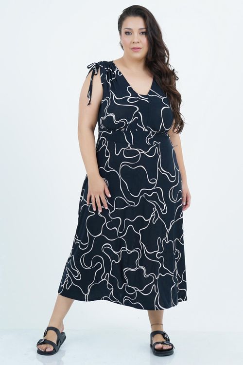 Vestido Plus Size Feminino Midi Singular