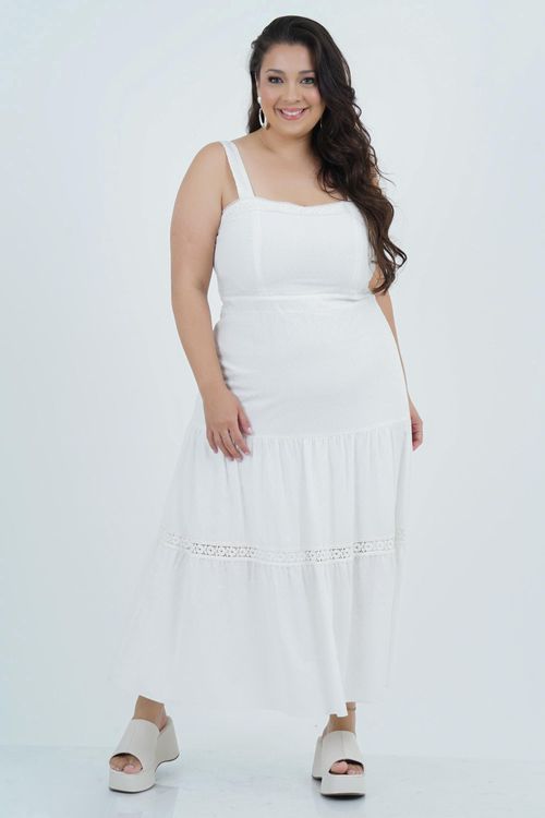 Vestido Plus Size Feminino Midi Entremeio