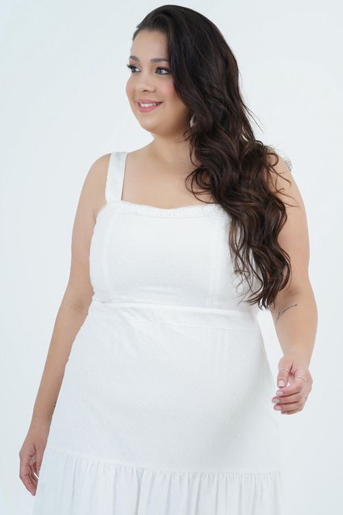 Vestido Plus Size Feminino Midi Entremeio