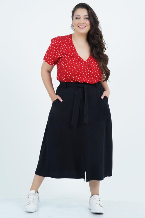 Blusa Plus Size Feminino Manga Curta Cacto