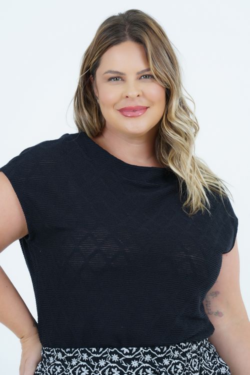 Blusa Plus Size Feminino Manga Curta Artesanal