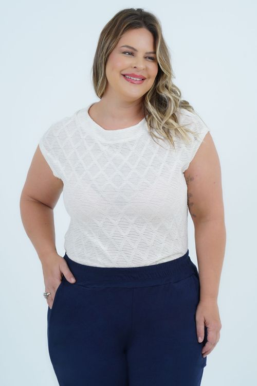 Blusa Plus Size Feminino Manga Curta Artesanal