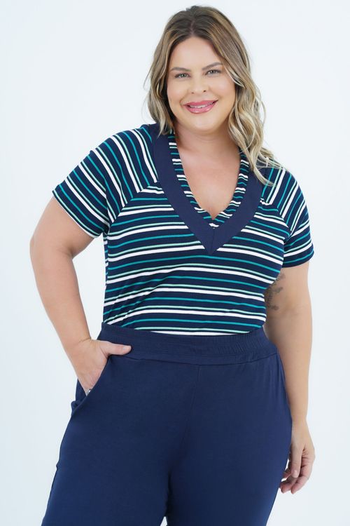 Blusa Plus Size Feminino Manga Curta Lorena