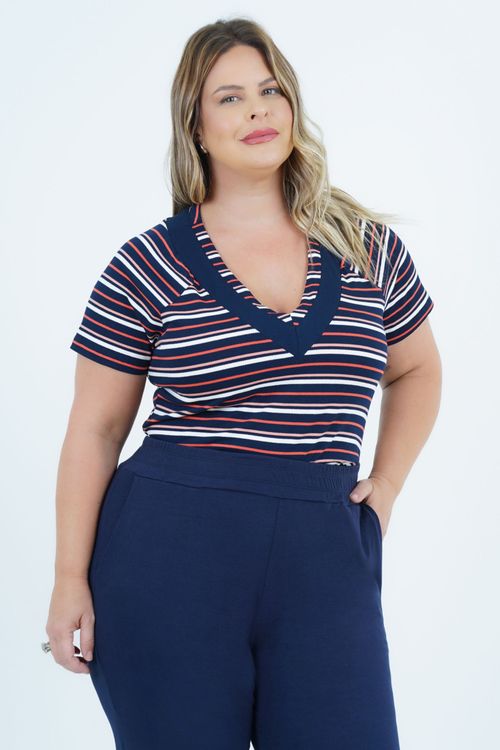 Blusa Plus Size Feminino Manga Curta Lorena