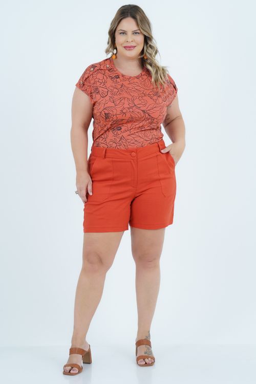 Blusa Plus Size Feminino Manga Curta Revival