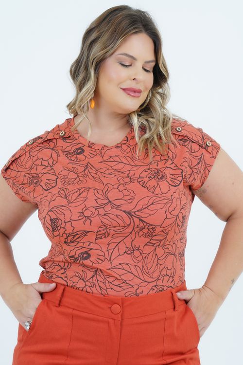Blusa Plus Size Feminino Manga Curta Revival