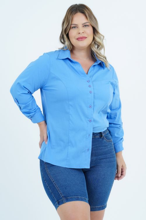 Camisa Plus Size Feminino Manga Longa Work