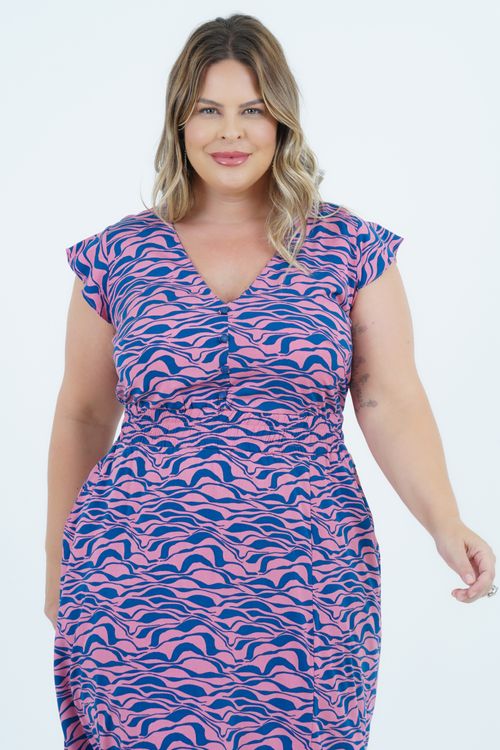 Vestido Plus Size Feminino Midi Fenda