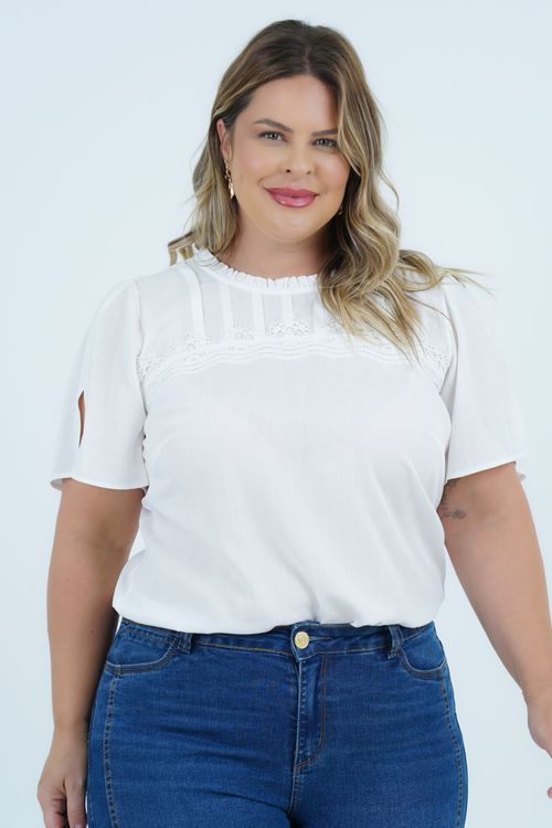 Blusa Plus Size Feminino Manga Curta Kate