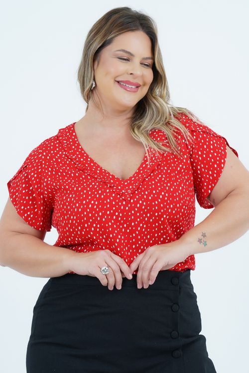 Blusa Plus Size Feminino Manga Curta Party