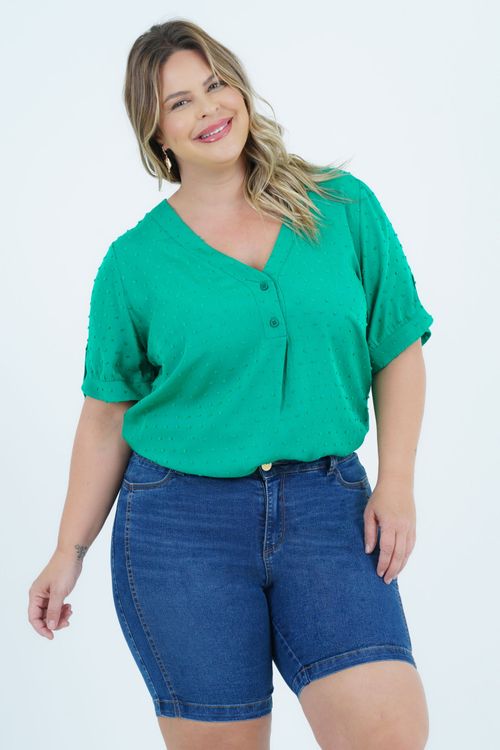 Blusa Plus Size Feminino Manga Curta Primavera
