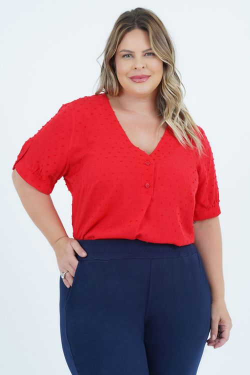 Blusa Plus Size Feminino Manga Curta Primavera