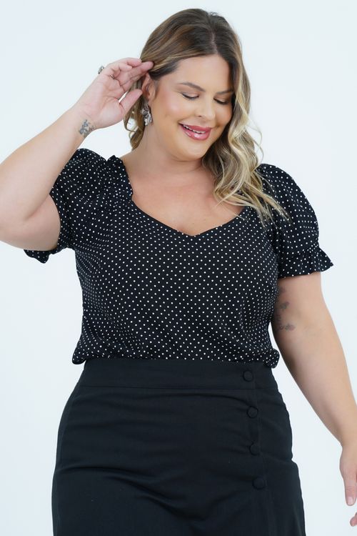 Blusa Plus Size Feminino Manga Curta Girly