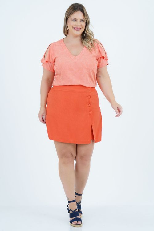 Blusa Plus Size Feminino Manga Curta Atualidade