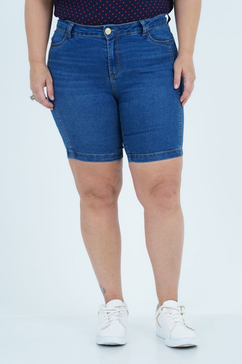 Bermuda Plus Size Feminino Jeans Recorte