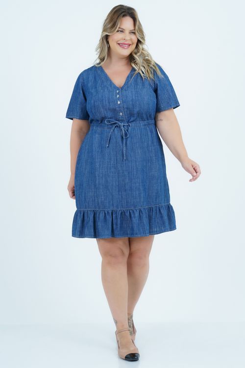 Vestido Plus Size Feminino Médio Jeans Remake