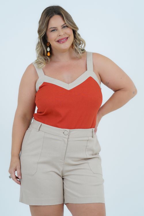 Regata Plus Size Feminino Linho Iluminar