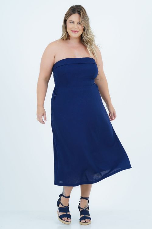 Vestido Plus Size Feminino Midi Linho Fashion