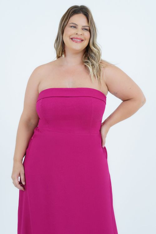 Vestido Plus Size Feminino Midi Linho Fashion