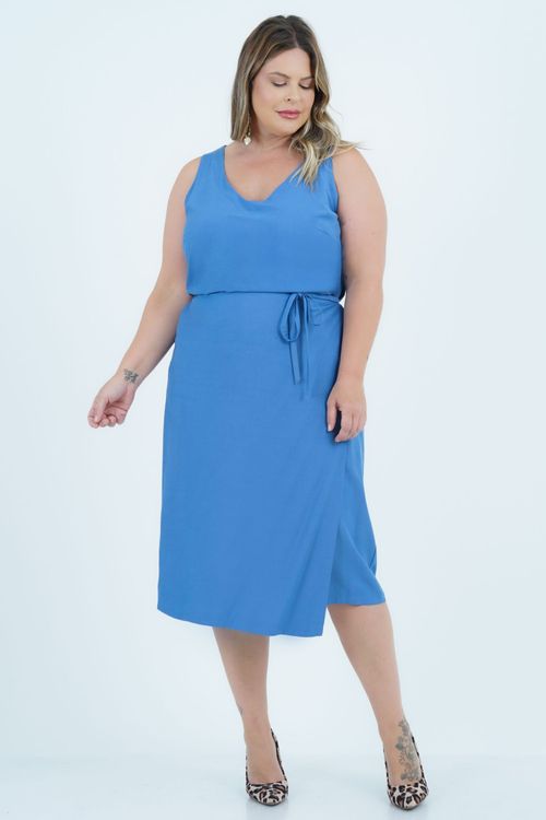 Vestido Plus Size Feminino Hortelã Midi