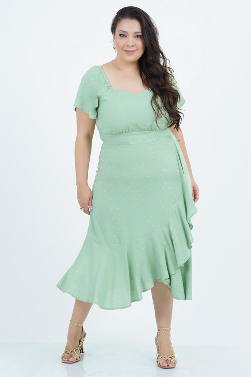 Vestido Plus Size Feminino Midi Brilho
