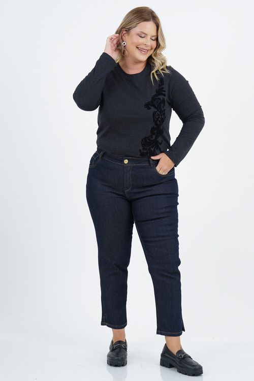 Blusa Plus Size Objetivo Manga Longa