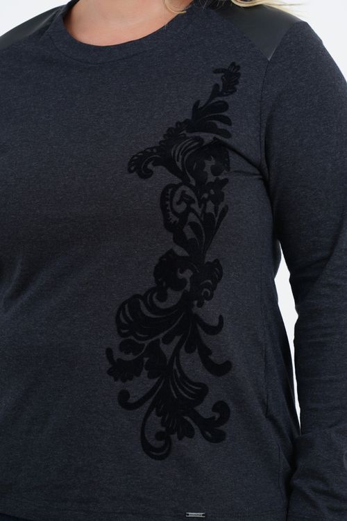 Blusa Plus Size Objetivo Manga Longa