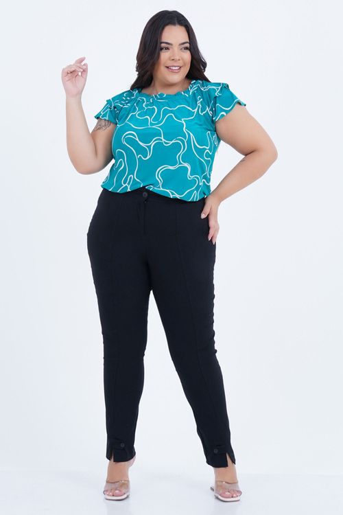 Blusa Plus Size Feminino Manga Curta Temperado