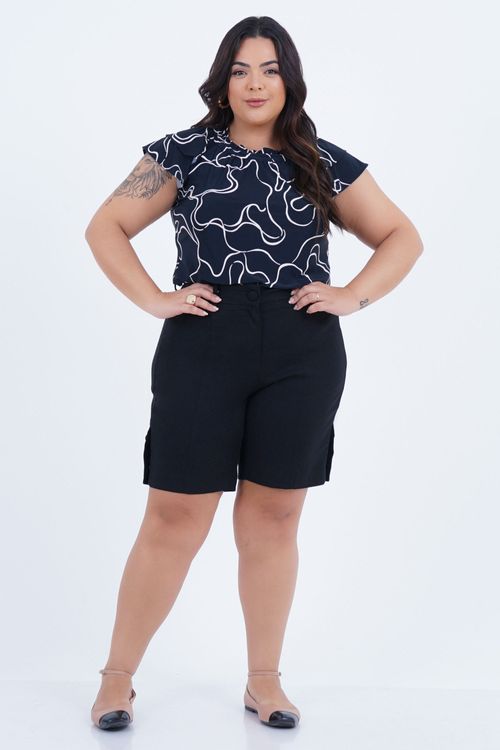 Blusa Plus Size Feminino Manga Curta Temperado