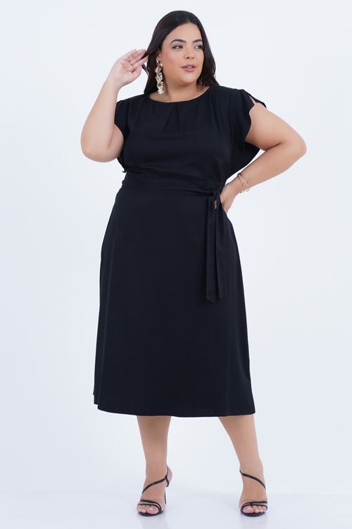 Vestido Plus Size Feminino Midi Faixa