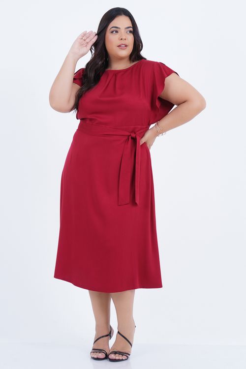 Vestido Plus Size Feminino Midi Faixa