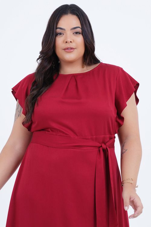 Vestido Plus Size Feminino Midi Faixa