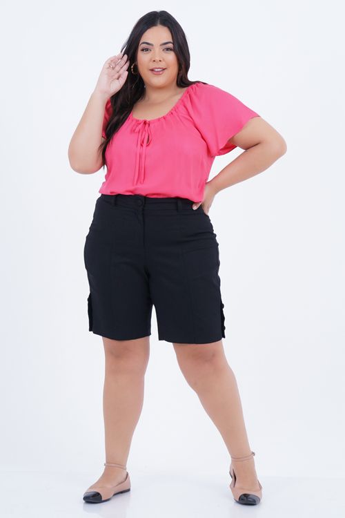 Bermuda Plus Size Feminino Linho Cítrico