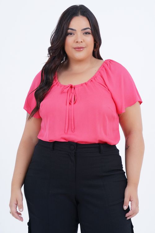 Blusa Plus Size Feminino Manga Curta Toranja