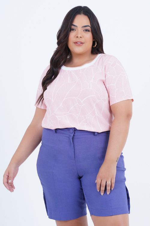 Blusa Plus Size Feminino Manga Curta Singelo