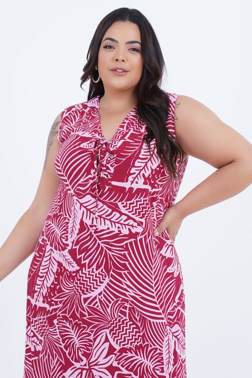 Vestido Plus Size Feminino Longo Abacaxi