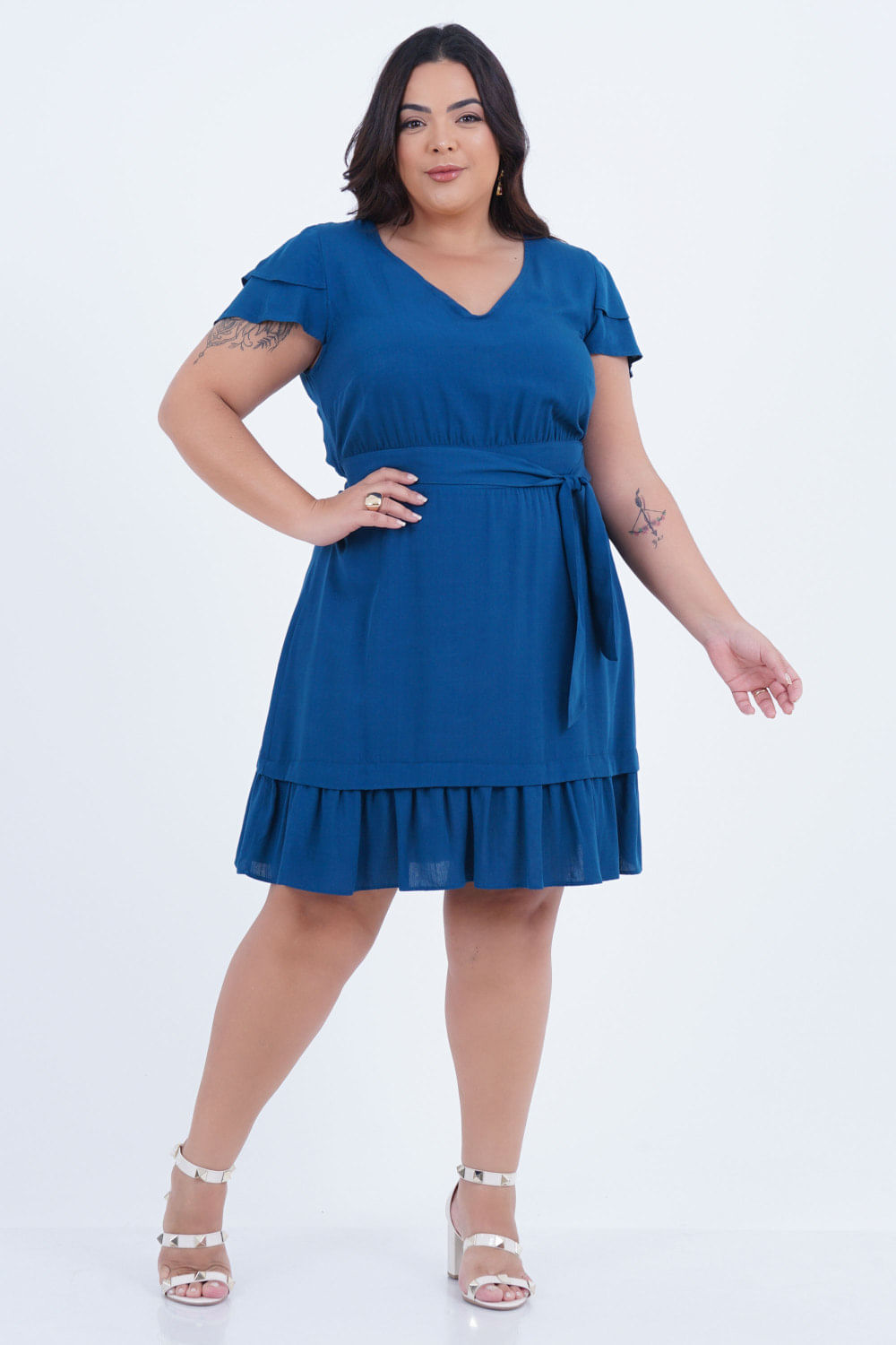 Vestido Plus Size Feminino Médio Frutas