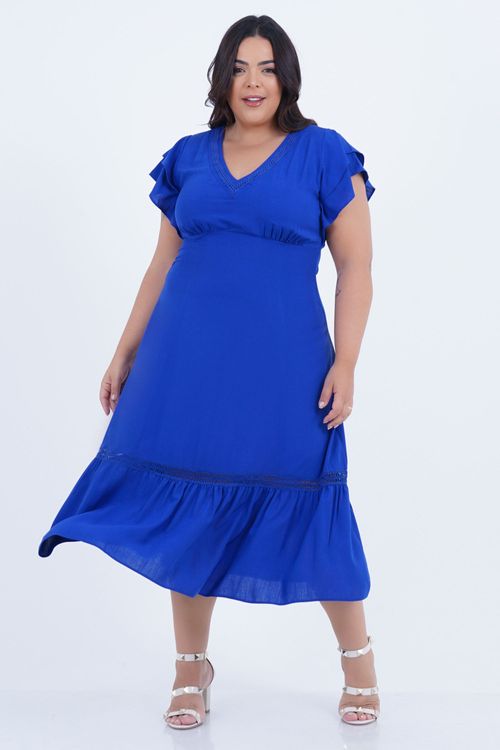 Vestido Plus Size Feminino Midi Atlântico