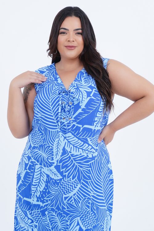 Vestido Plus Size Feminino Longo Abacaxi