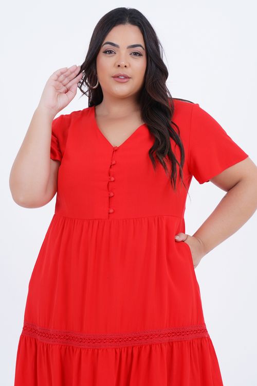 Vestido Plus Size Feminino Solto Médio