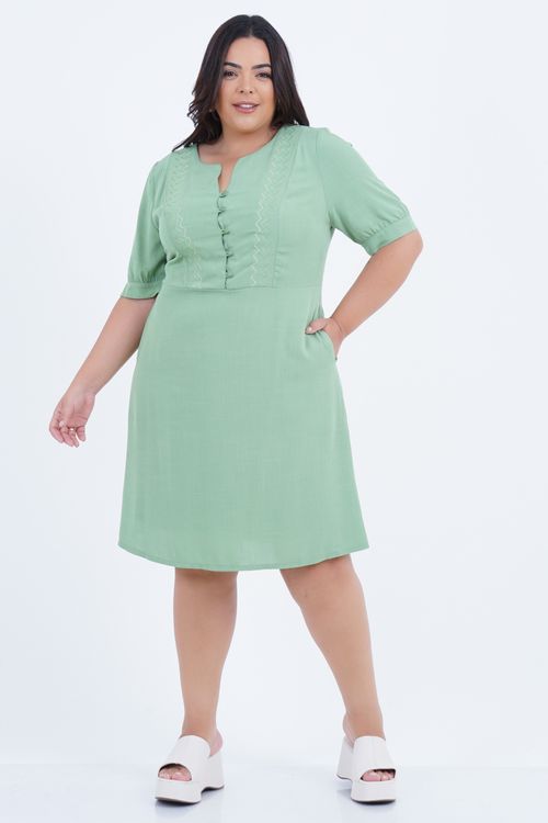 Vestido Plus Size Feminino Zig Zag Médio