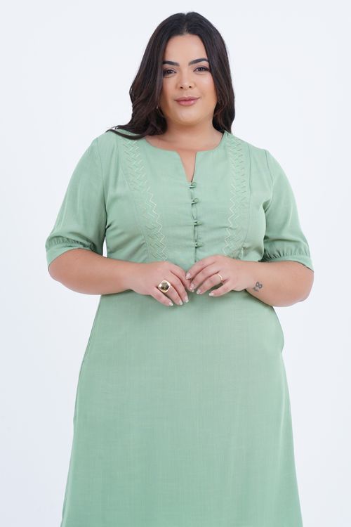 Vestido Plus Size Feminino Zig Zag Médio